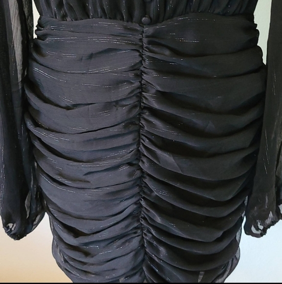 House Of Harlow 1960 Ruched Dress Long Sleeves #LBD - Picture 7 of 7